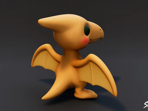 Cartoon Plush Pteranodon 3D Model