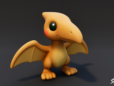 Karikatür Peluş Pteranodon 3D Model