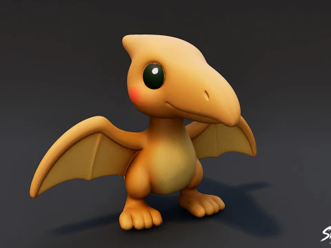 Cartoon Plush Pteranodon 3D Model