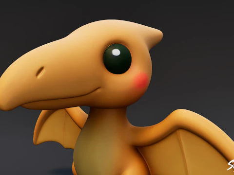Cartoon Plush Pteranodon 3D Model