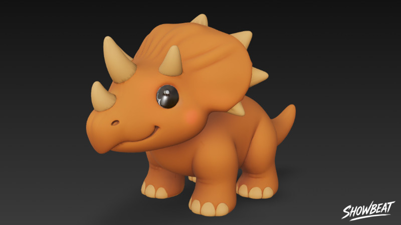 Мультяшный плюшевый пентацератопс 3D Модель .c4d .max .obj .3ds .fbx .stl .blend