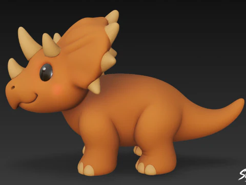 Cartoon Plush Pentaceratops 3D Model
