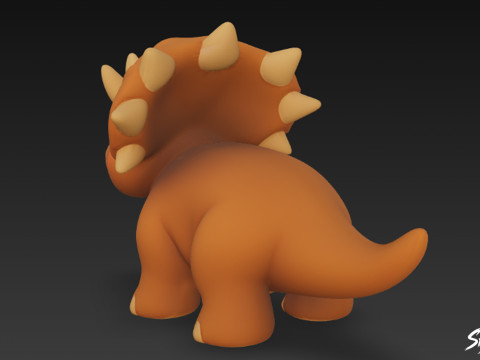 Мультяшный плюшевый пентацератопс 3D Модель