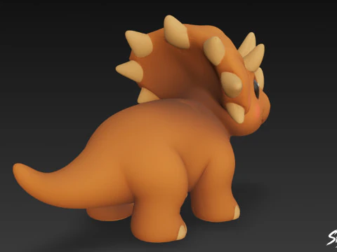 Cartoon Plush Pentaceratops 3D Model