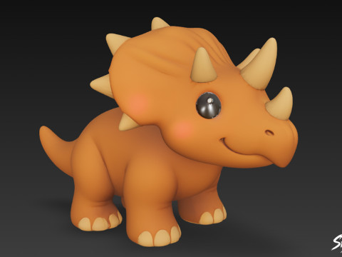 Мультяшный плюшевый пентацератопс 3D Модель