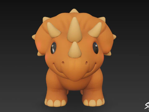 Cartoon Plush Pentaceratops 3D Model