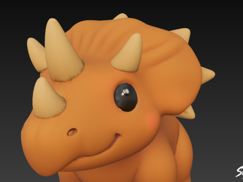 Мультяшный плюшевый пентацератопс 3D Модель