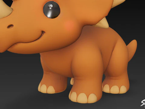 Cartoon Plush Pentaceratops 3D Model