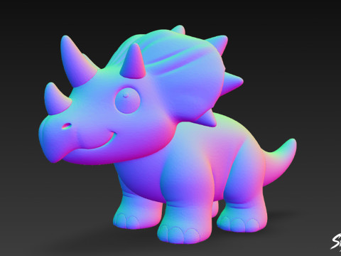 Мультяшный плюшевый пентацератопс 3D Модель
