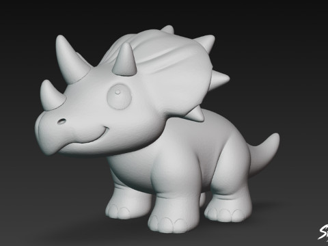 Мультяшный плюшевый пентацератопс 3D Модель