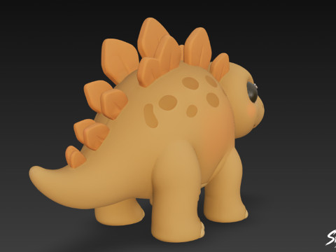 Cartoon Plush Stegosaurus 3D Model