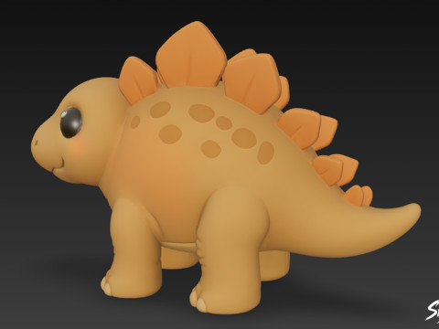 Cartoon Plush Stegosaurus 3D Model