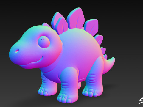 Cartoon Plush Stegosaurus 3D Model