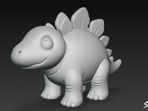 Cartoon Plush Stegosaurus 3D Model