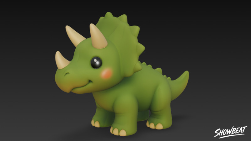 Мультяшный плюшевый трицератопс 3D Модель .c4d .max .obj .3ds .fbx .stl .blend