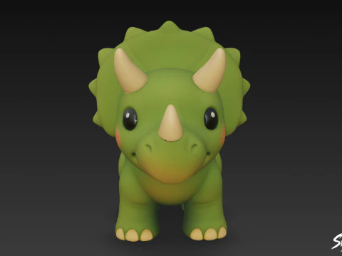 Cartoon Plush Triceratops 3D Model