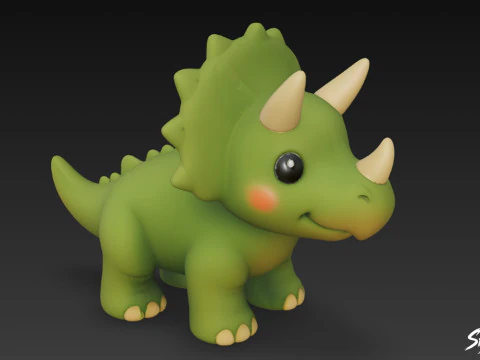 Cartoon Plush Triceratops 3D Model