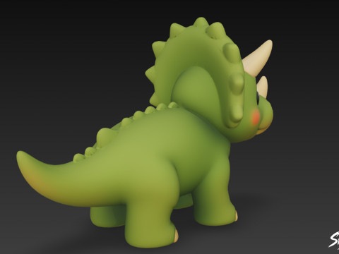 Мультяшный плюшевый трицератопс 3D Модель