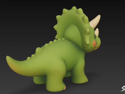 Cartoon Plush Triceratops 3D Model