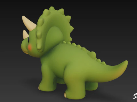 Cartoon Plush Triceratops 3D Model