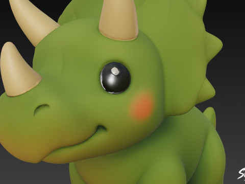 Мультяшный плюшевый трицератопс 3D Модель