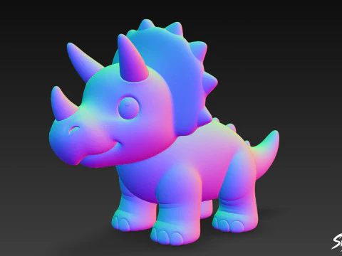 Cartoon Plush Triceratops 3D Model