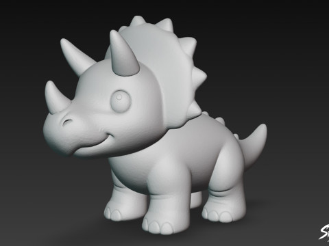 Мультяшный плюшевый трицератопс 3D Модель