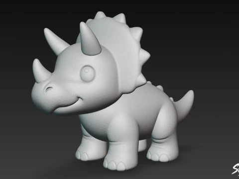 Cartoon Plush Triceratops 3D Model