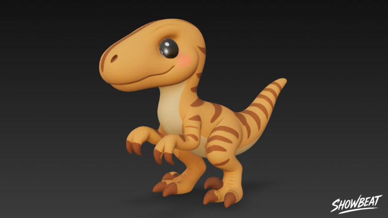 卡通毛绒迅猛龙 3D 模型 .c4d .max .obj .3ds .fbx .stl .blend