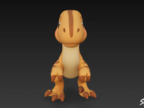 Cartoon Plush Velociraptor 3D Model