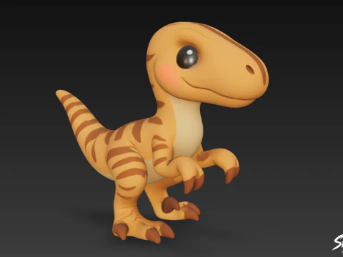 Cartoon Plush Velociraptor 3D Model