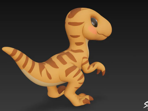 Cartoon Plush Velociraptor 3D Model