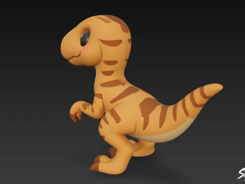Cartoon Plush Velociraptor 3D Model