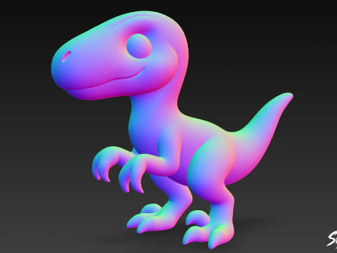 Cartoon Plush Velociraptor 3D Model