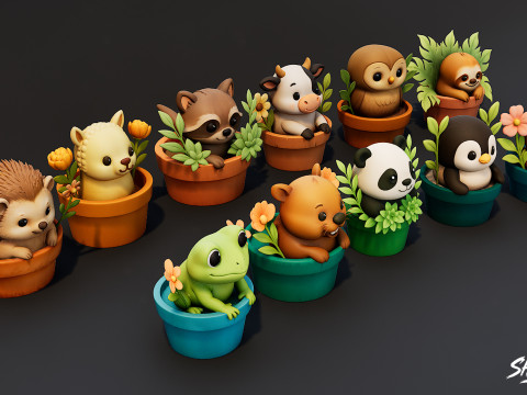 Pack Animales en Macetas VOL1 Modelo 3D