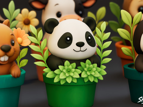 Pack Animales en Macetas VOL1 Modelo 3D