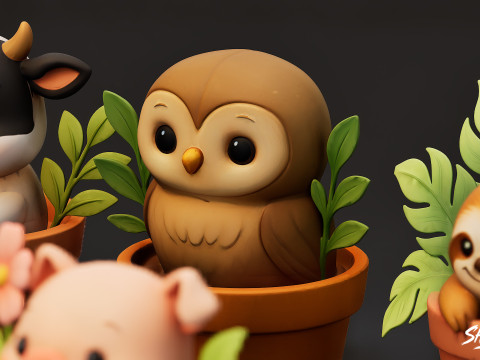 Pack Animales en Macetas VOL1 Modelo 3D