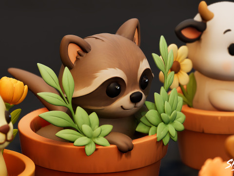 Pack Animales en Macetas VOL1 Modelo 3D