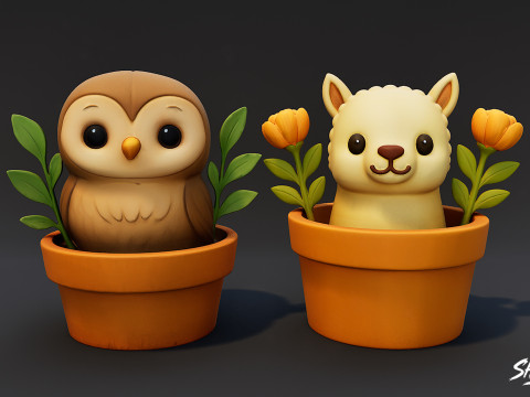 Pack Animales en Macetas VOL1 Modelo 3D
