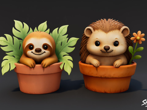 Pack Animales en Macetas VOL1 Modelo 3D
