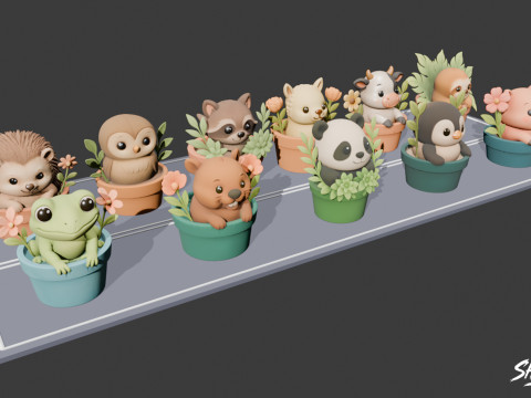 Pack Animales en Macetas VOL1 Modelo 3D
