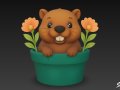 Beaver in Flower Pot Modelo 3D