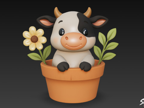 Saksıdaki İnek 3D Model