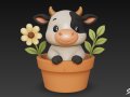 Cow in Flower Pot Modelo 3D