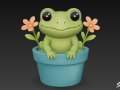 Frog in Flower Pot Modelo 3D
