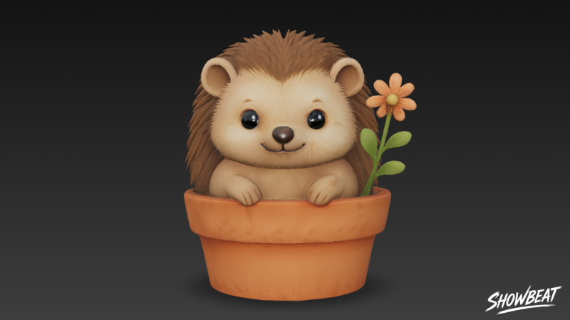 Їжачок у квітковому горщику 3D Модель .c4d .max .obj .3ds .fbx .stl .blend