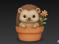 Hedgehog in Flower Pot Modelo 3D