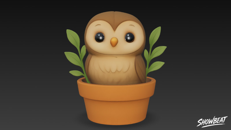 Búho en maceta Modelo 3D .c4d .max .obj .3ds .fbx .stl .blend 