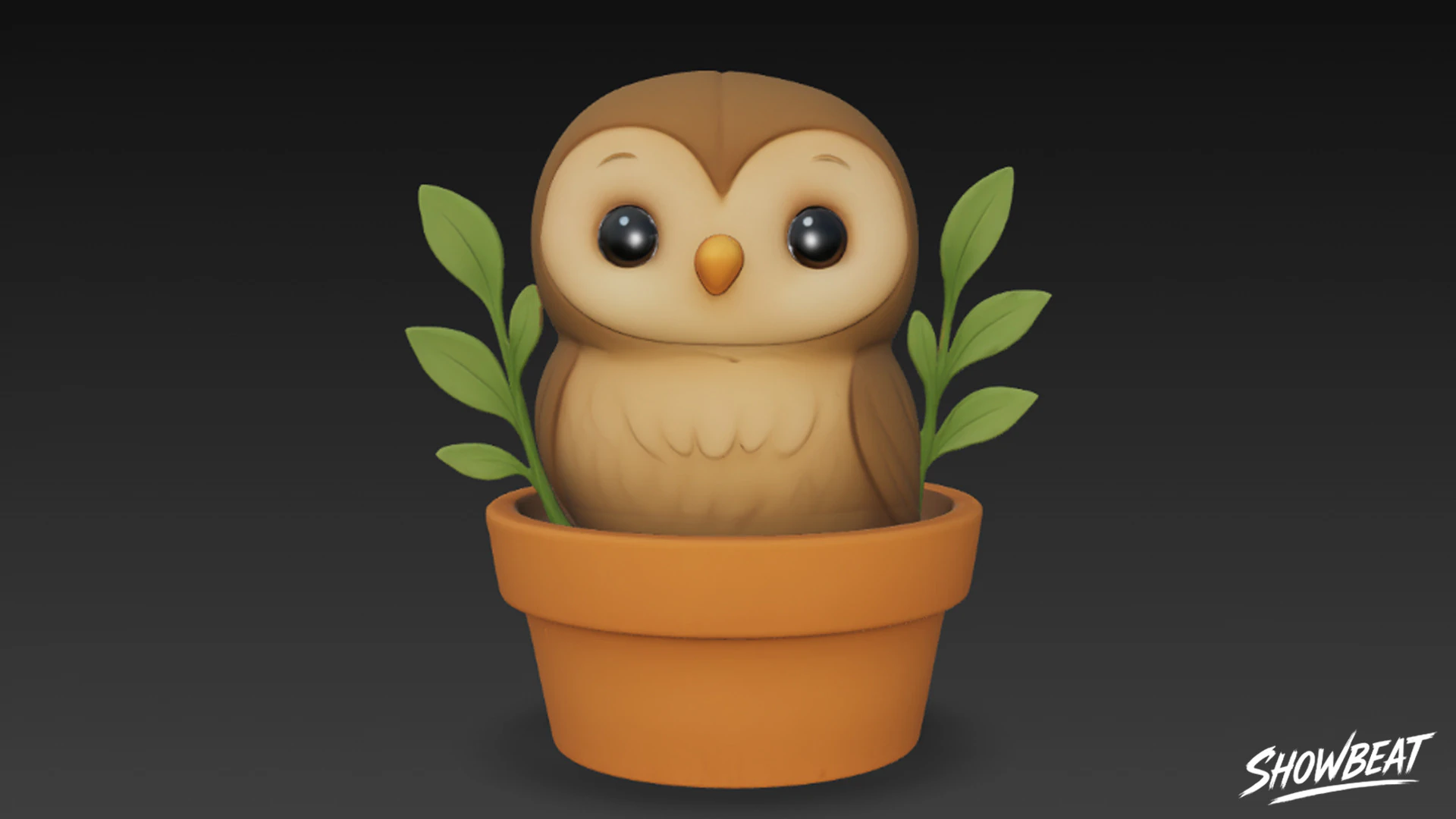 Owl in Flower Pot 3D Model .c4d .max .obj .3ds .fbx .stl .blend