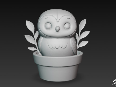 Búho en maceta Modelo 3D